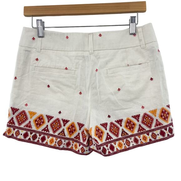 NWT Ann Taylor LOFT White Linen Blend Shorts 00 Patterned Diamond Boho Beach - Picture 3 of 5